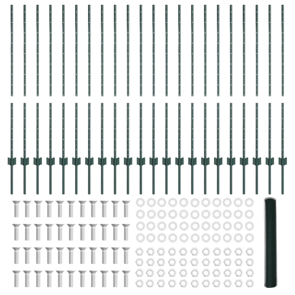 Pali per Recinzione  11 pz Verde 120 cm Acciaio
