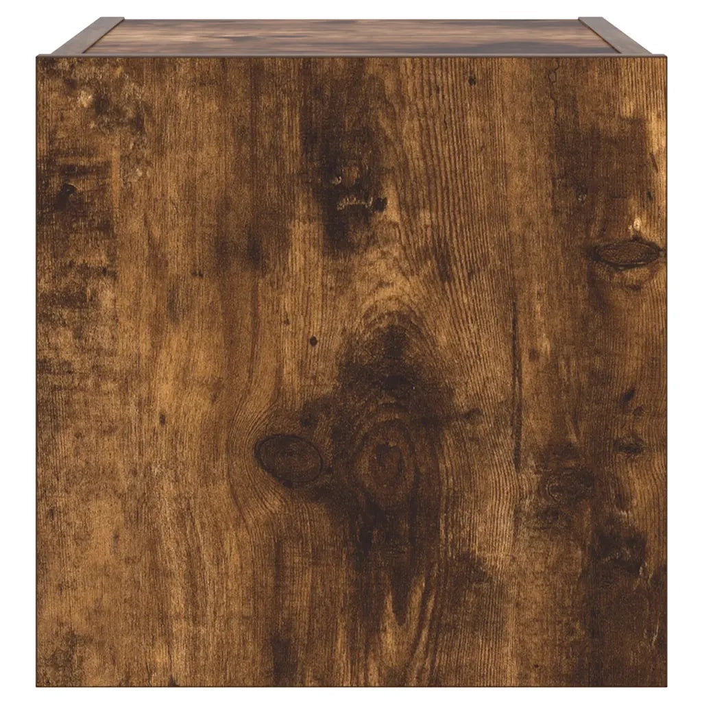 Mobile TV a Parete con Luci LED Rovere Fumo 30,5x35x30 cm 837226