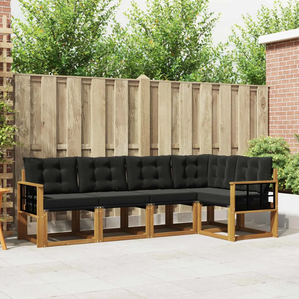 Set di divani da esterno con cuscino 5 pcs Naturale e Nero 3368671