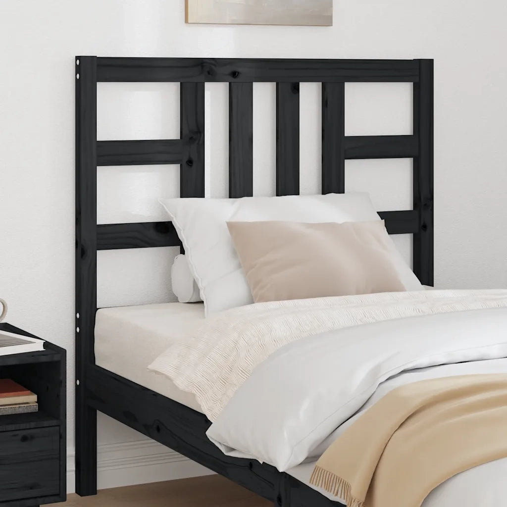 Testiera per Letto-Testata-Testiera Decorativa Nera 96x4x100 cm in Legno Massello di Pino 780519