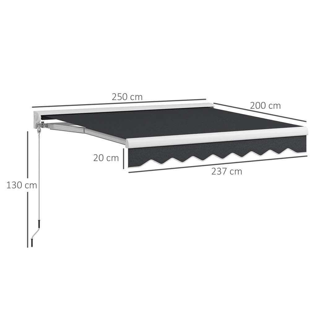 Toldo Retrattile Elettrico 250x200 cm ¨C zephmum ¨C Grigio, Alluminio