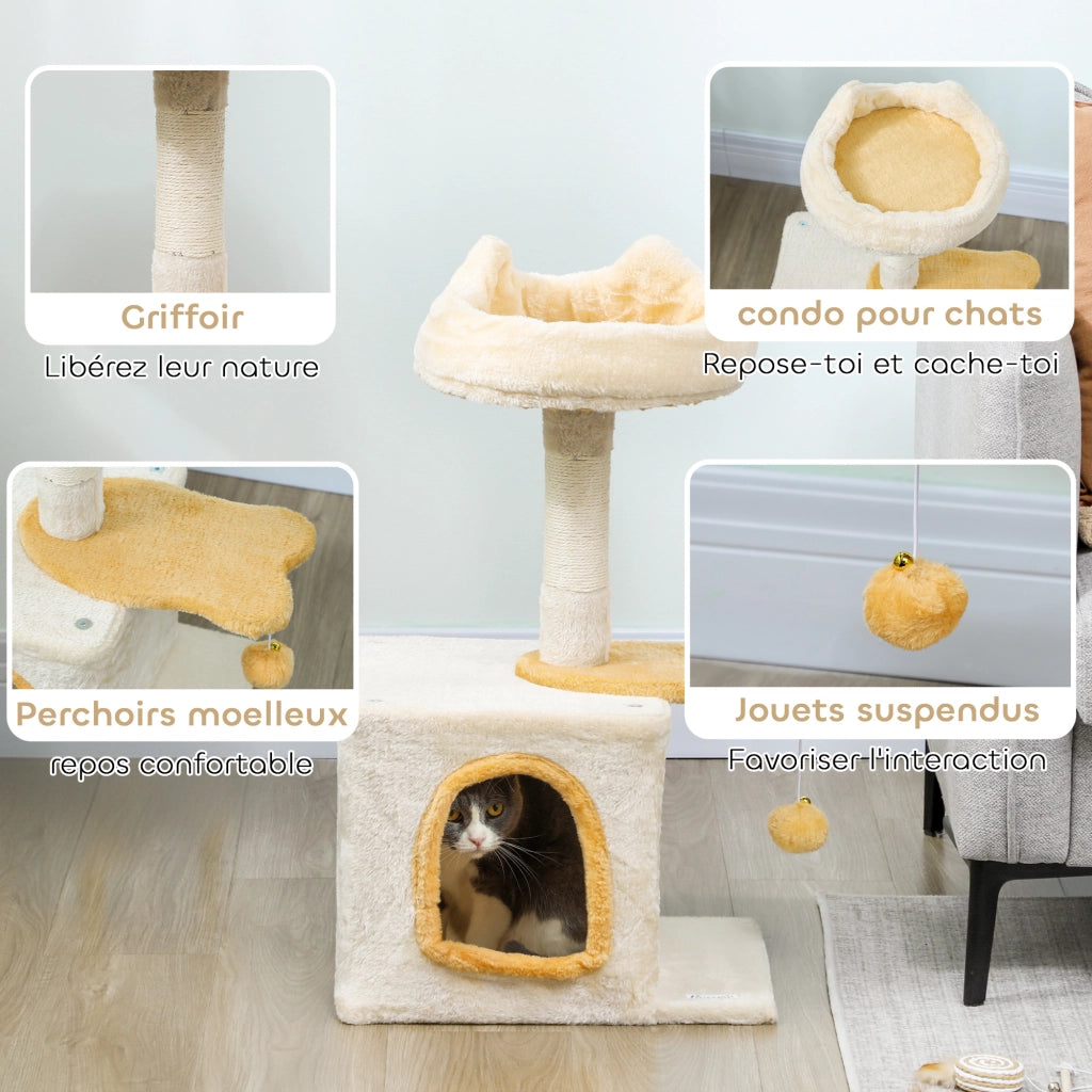 Arbre ¨¤ Chat con Perchoir, Niche e Palla ¨C zephmum ¨C Beige 72 cm