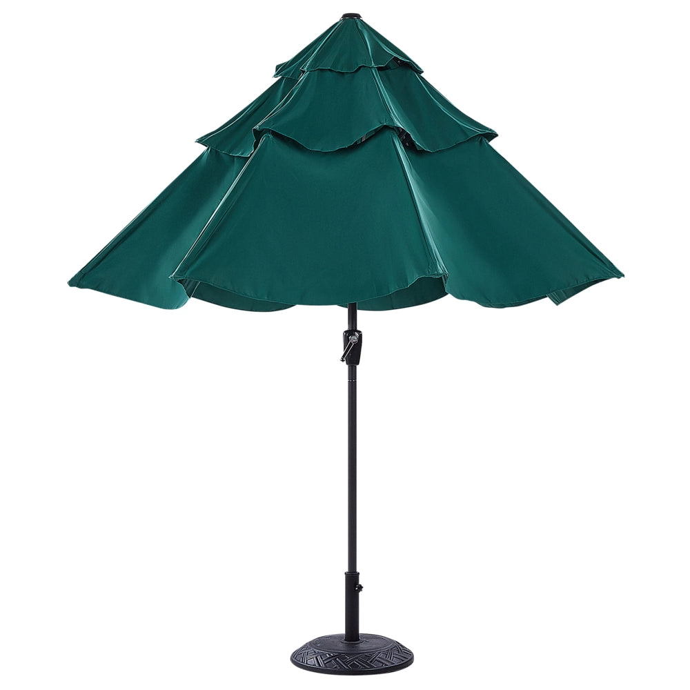 Ombrellone tessuto verde smeraldo palo in acciaio ⌀ 285 cm ottagonale da esterno a manovella resistente ai raggi uv