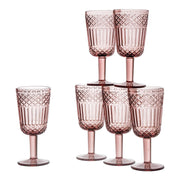 Set 6 calici vino 270 ml Agadir vetro sfaccettato cipria