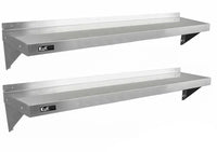 Set 2 Mensole a Muro 150x30 cm per Cucine di Ristoranti Pizzerie in Acciaio Inox