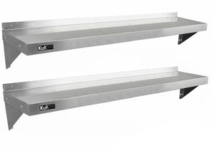 Set 2 Mensole a Muro 150x30 cm per Cucine di Ristoranti Pizzerie in Acciaio Inox