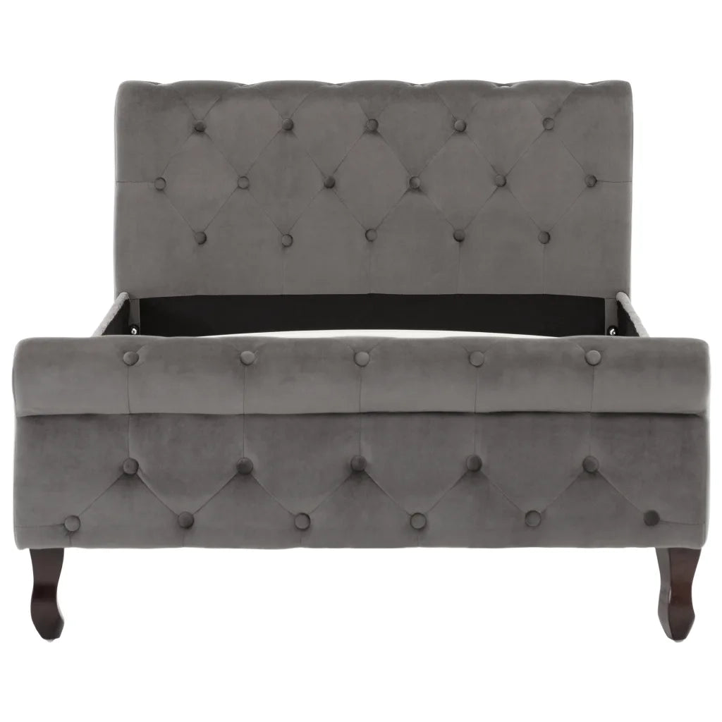 Letto singolo | Letto per adulti | Giroletto Grigio in Velluto 100x200 cm