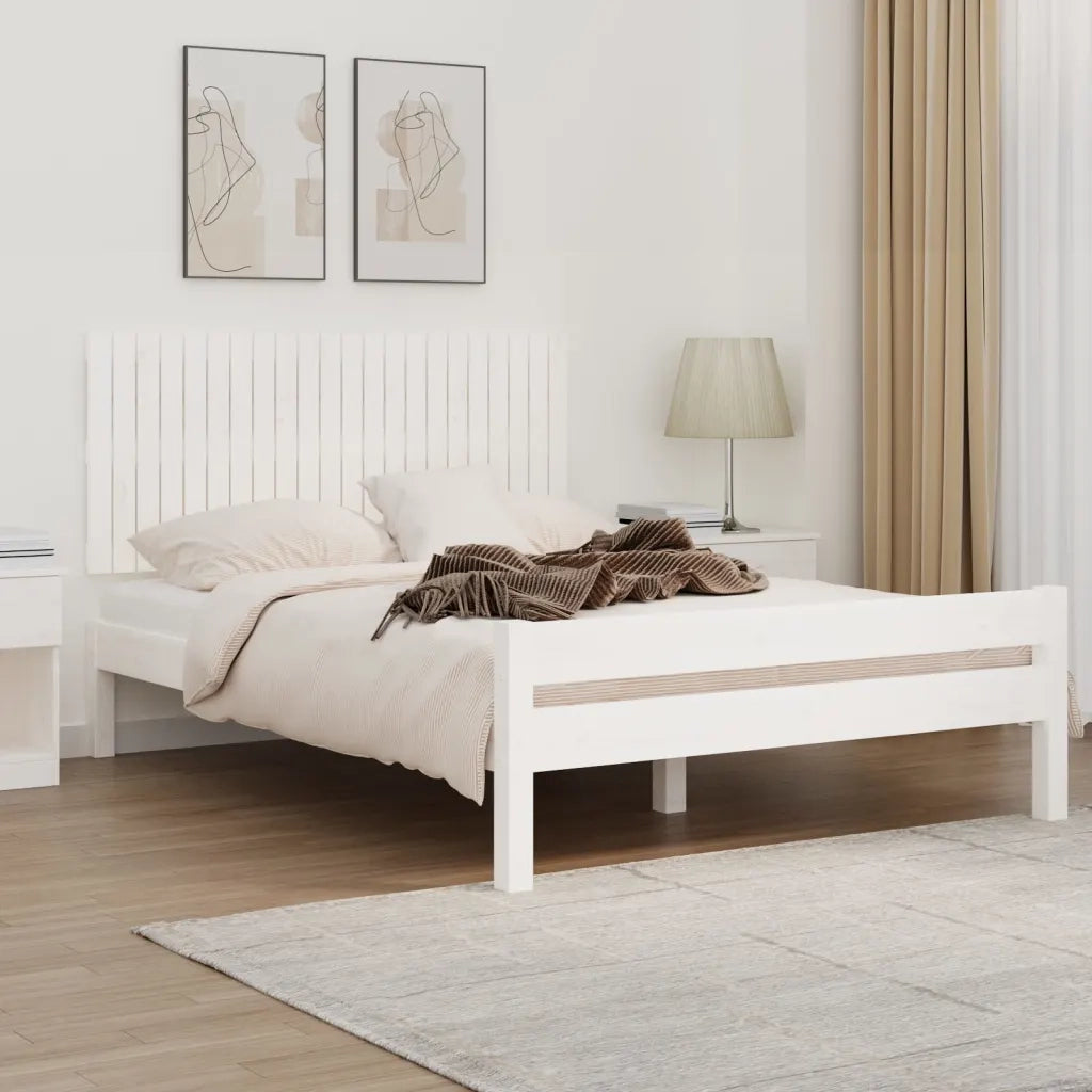 Testiera da Parete Bianca 140x3x60 cm in Legno Massello di Pino