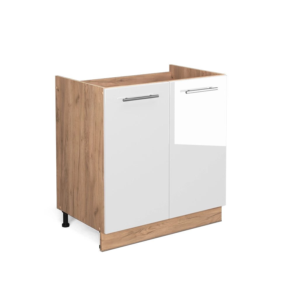 Mobile lavello cucina Fame-Line Bianco lucido/Rovere dorato 80 cm senza piano di lavoro Vicco