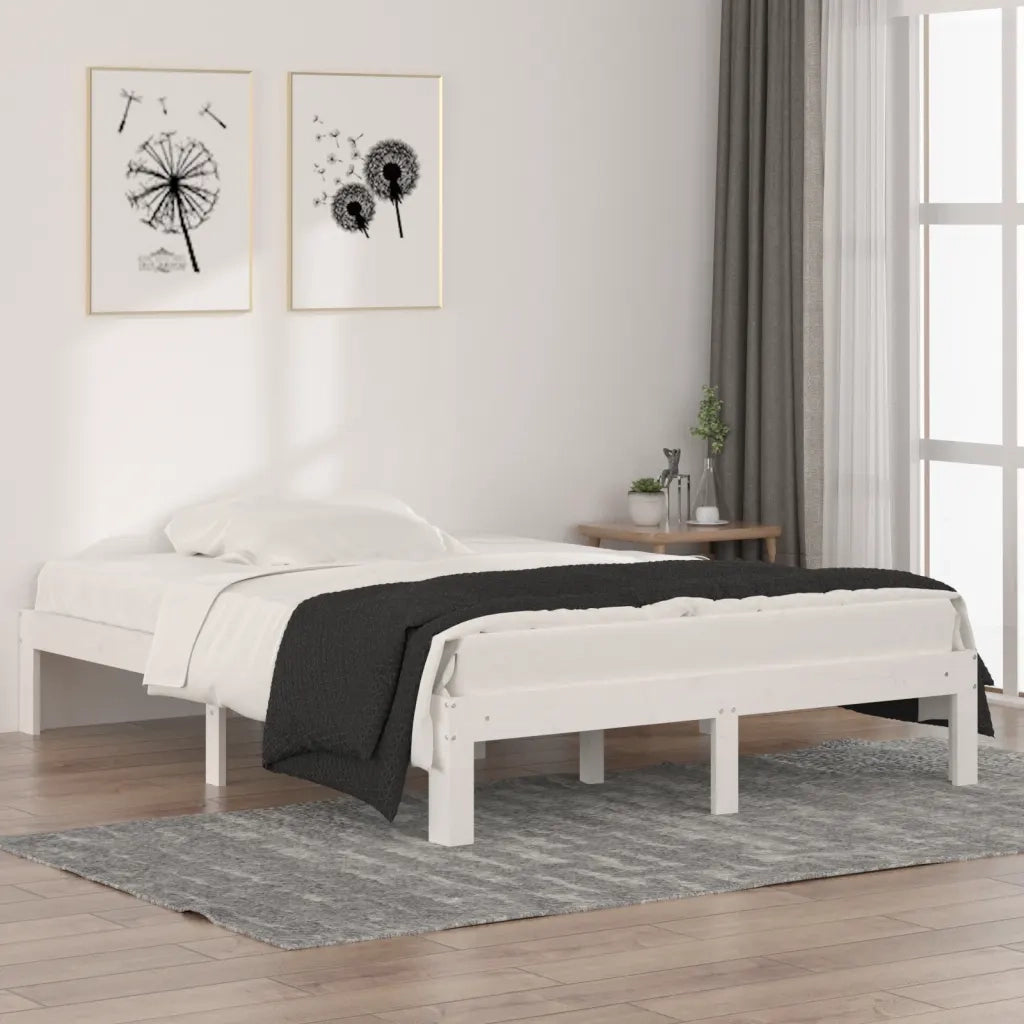 Giroletto-Struttura Letto Bianco in Legno Massello 135x190 cm Double 647536