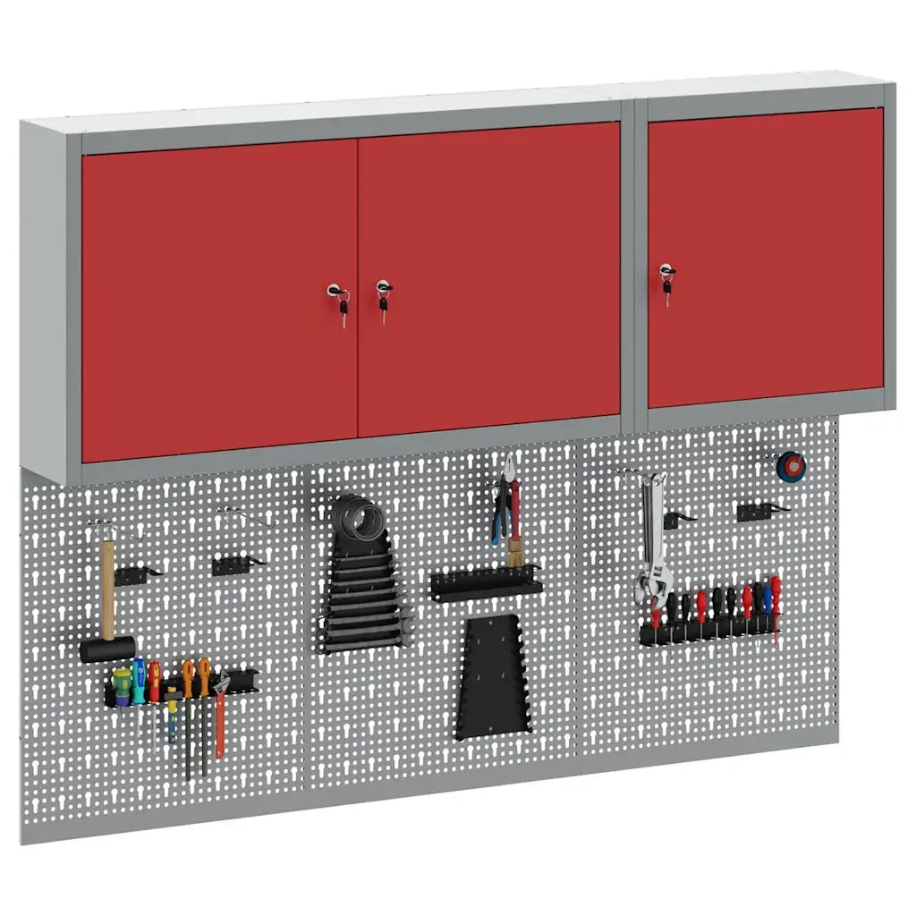 Set di armadi per attrezzi con lo scaffale 5 pcs Rosso 3321401