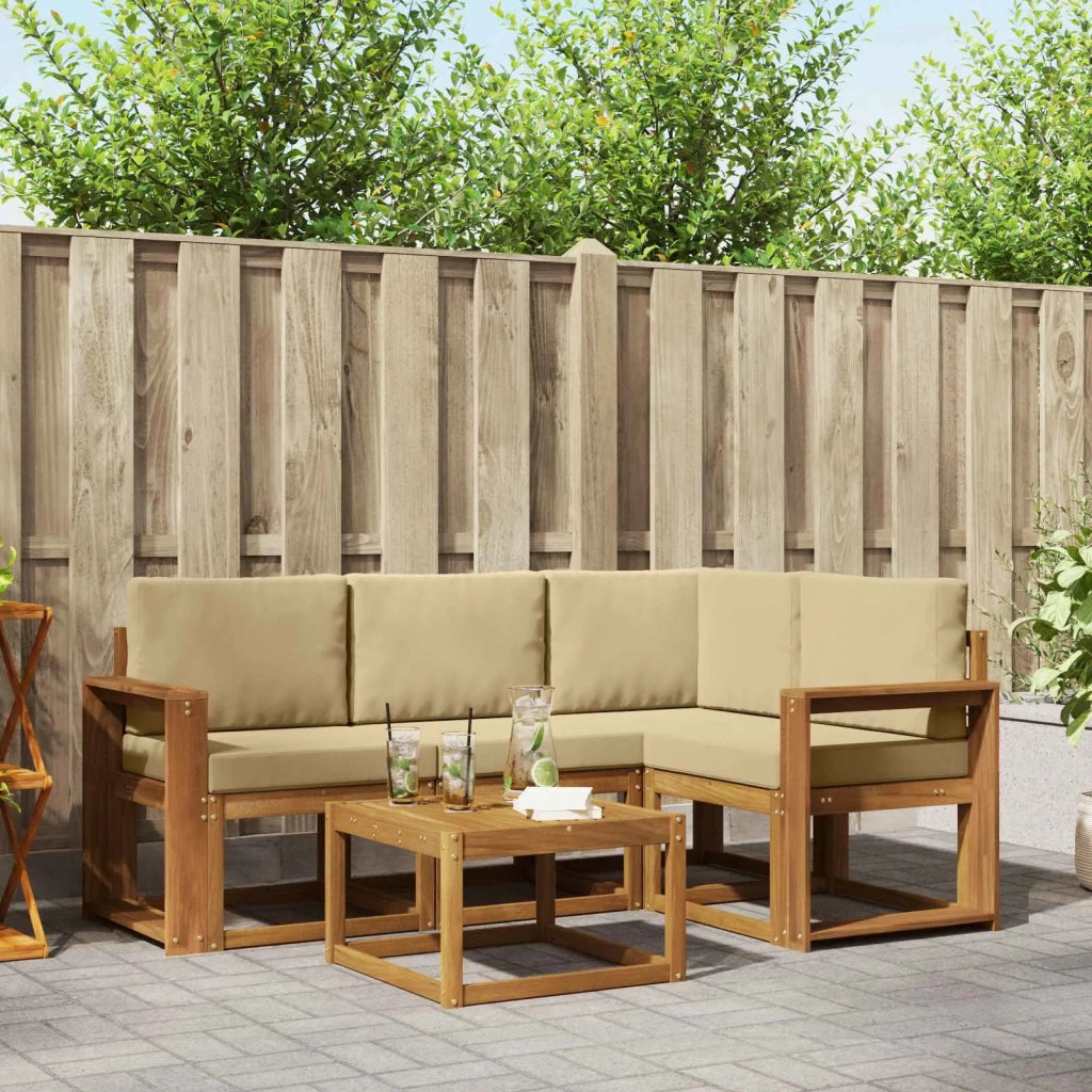 Set di divani da esterno con cuscino 5 pcs Naturale e Beige 3366366