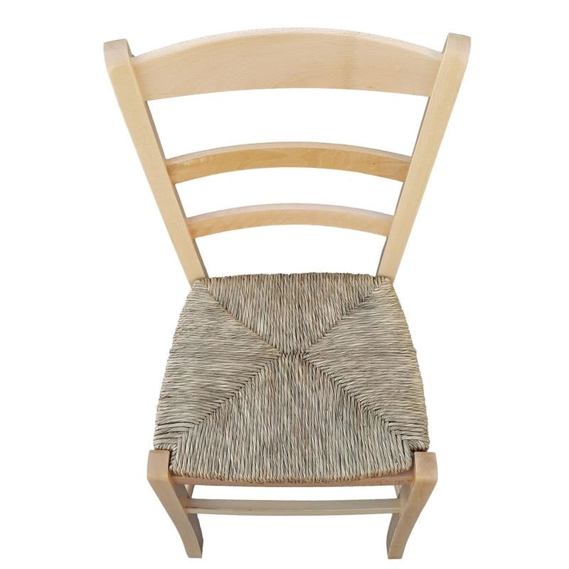SEDIA IN LEGNO COLORE NATURALE 44×42×87 CM MODELLO PAESANA CON SEDUTA IN PAGLIA NATURALE LACCATA E SCHIENALE ALTO - 4PZ