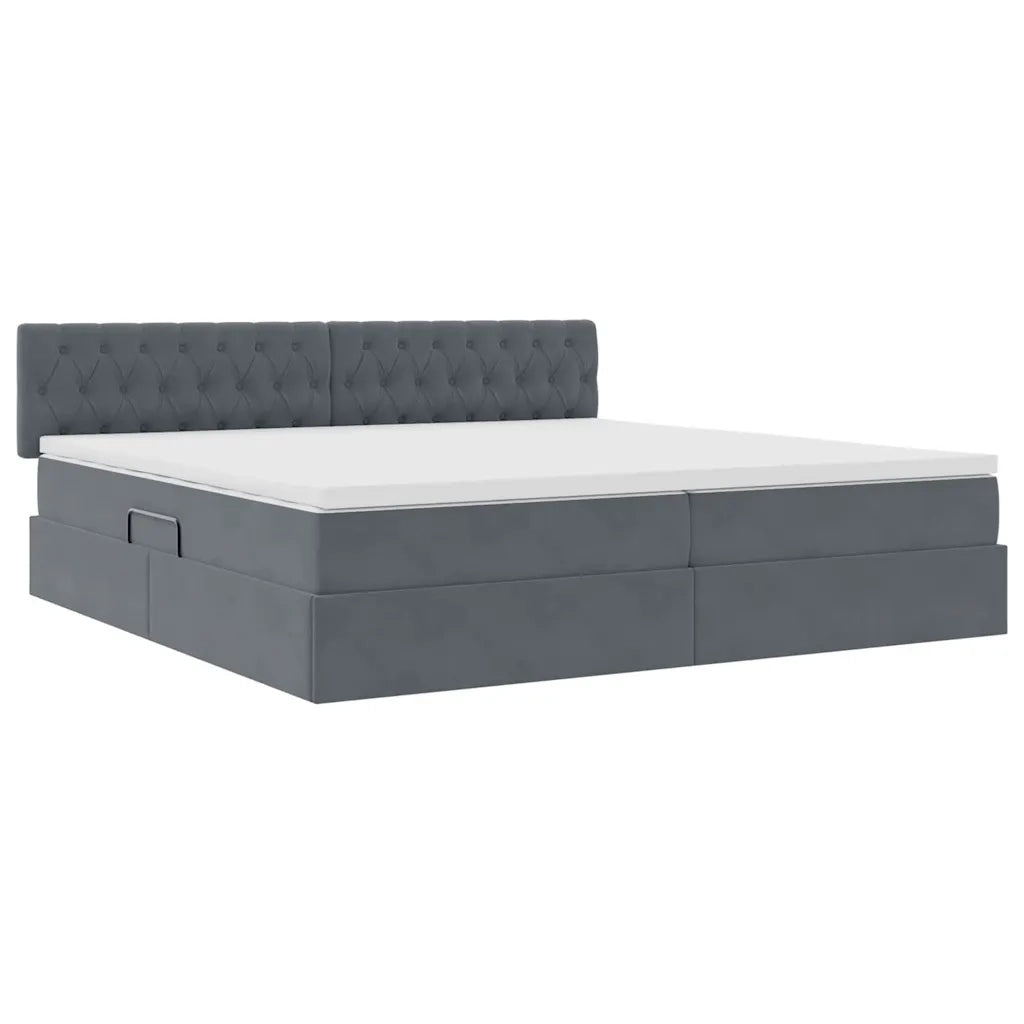 Letto con Contenitore Grigio scuro 200 x 200 cm Velluto 3370840