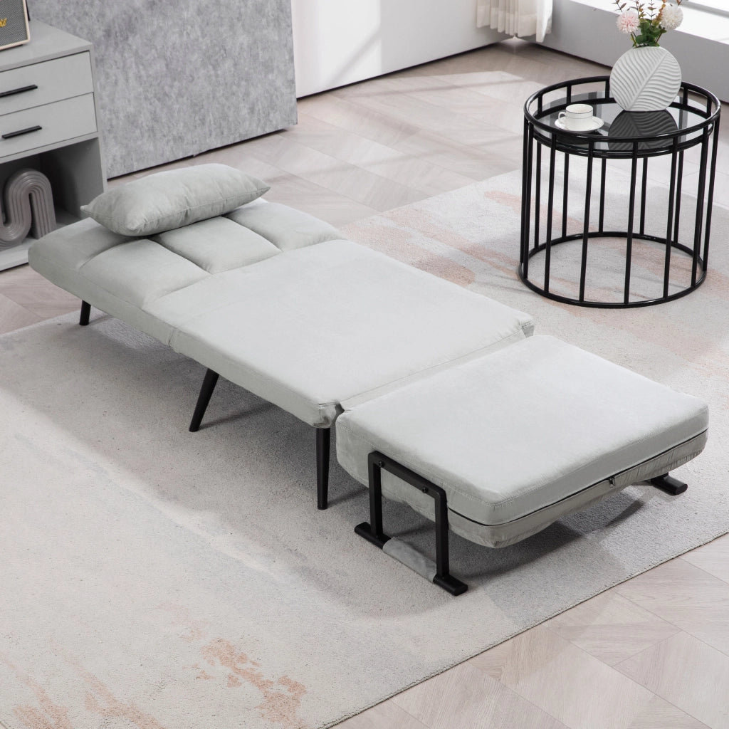 Poltrona letto imbottita ¨C zephmum ¨C grigio tessuto velluto 90x200 cm