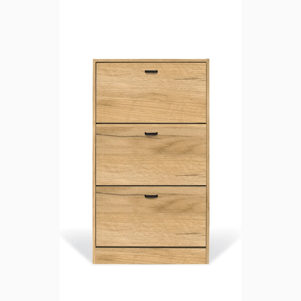 Scarpiera in Legno 3 Ante colore ROVERE NODATO Mobiletto 18 Paia 63x24x115H cm (CD101-RN)