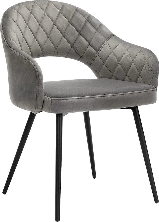 Sedia da pranzo in tessuto grigio fluo - sedile stoffato - stilezza per la sedia - design elegante - 57 cm x 56 cm x 77 cm