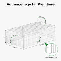 Recinto per piccoli animali 216 x 116 x 65 cm con telo parasole recinzione per conigli e lepri