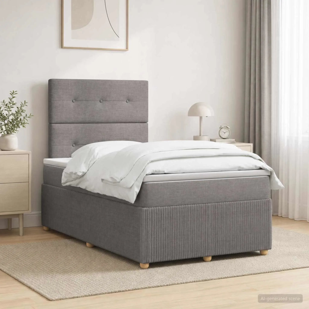 Letto Box Spring LED con Materasso Tortora 120 x 190 cm Tessuto 3455815