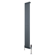 Radiatore Verticale Ovale 1600x240mm Grigio Antracite con Valvole TRV