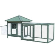Pollaio da Giardino Prefabbricato in Legno 196x76x97cm, Bianco e Verde