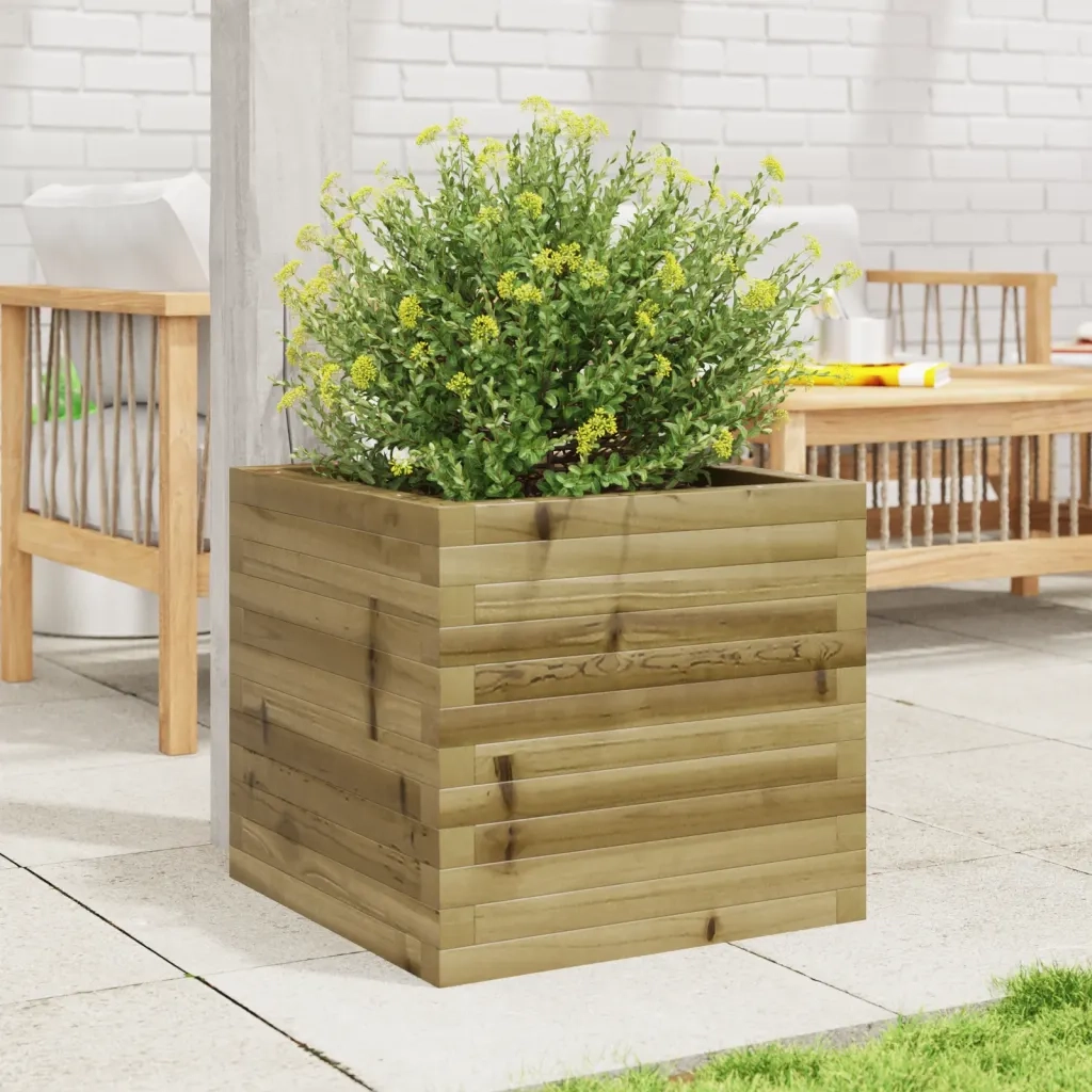 Fioriera da Giardino-Vaso da Esterno 50x50x45,5 cm in Legno di Pino Impregnato
