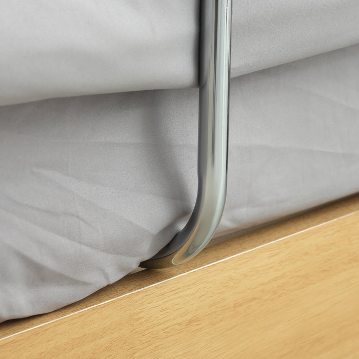 Maniglia Letto per Anziani 87x51,5 cm Larghezza e Altezza Regolabile in Acciaio Argento