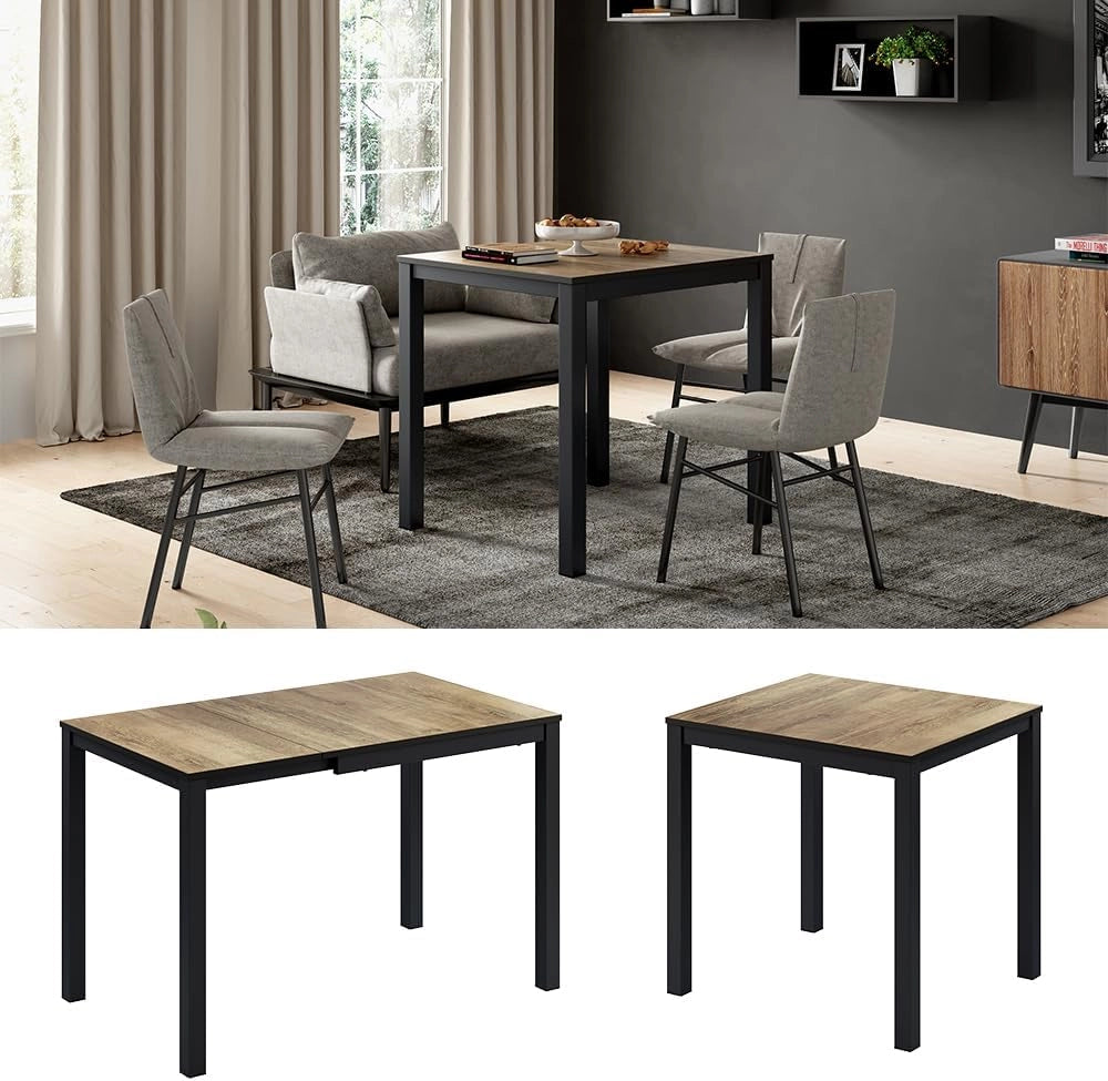 Tavolo da pranzo Granny, Rovere rustico/antracite, 120 x 70 cm Estensibile