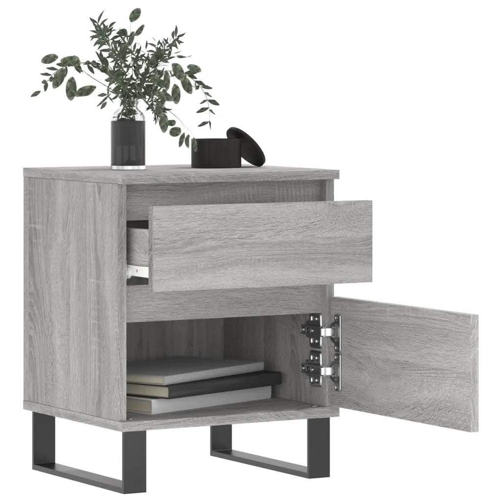 Set di 2 Comodini | Armadio da Notte | Mobiletto da notte Grigio Sonoma 40x35x50 cm in Legno Multistrato