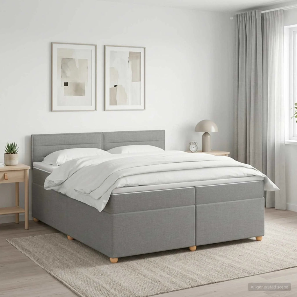 Letto box spring con materasso Grigio Chiaro 200 x 200 cm 3452492
