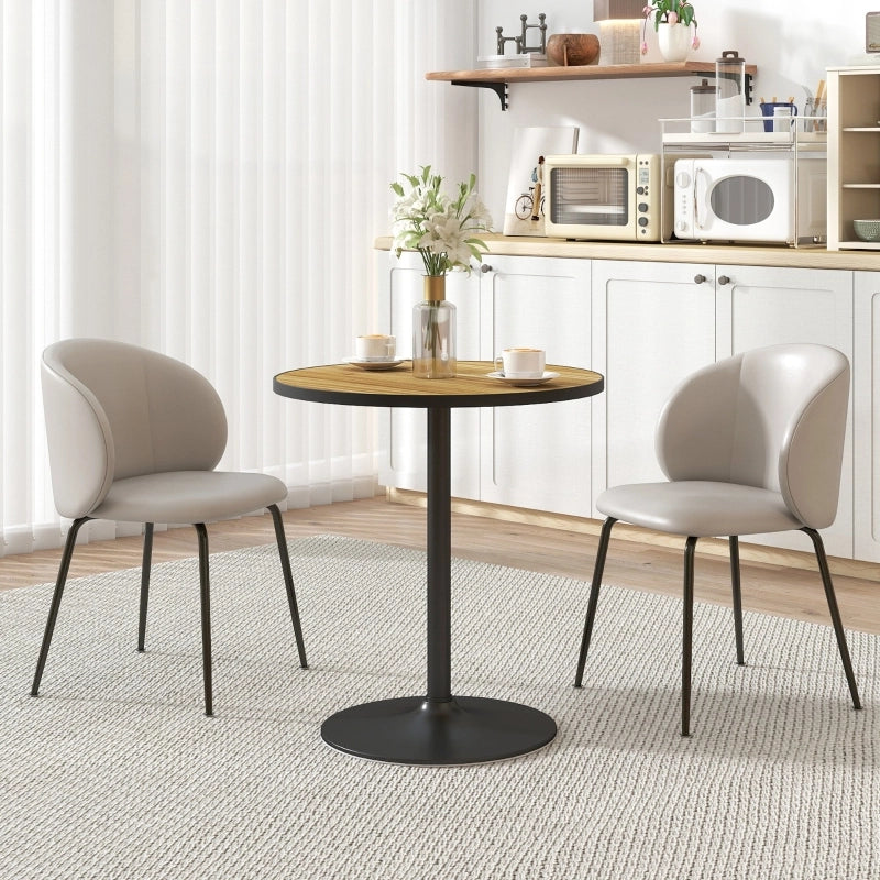 Tavolo rotondo da pranzo in legno per 2-4 persone con base stabile e bordo nero, per cucina e soggiorno, rovere Ø70 cm