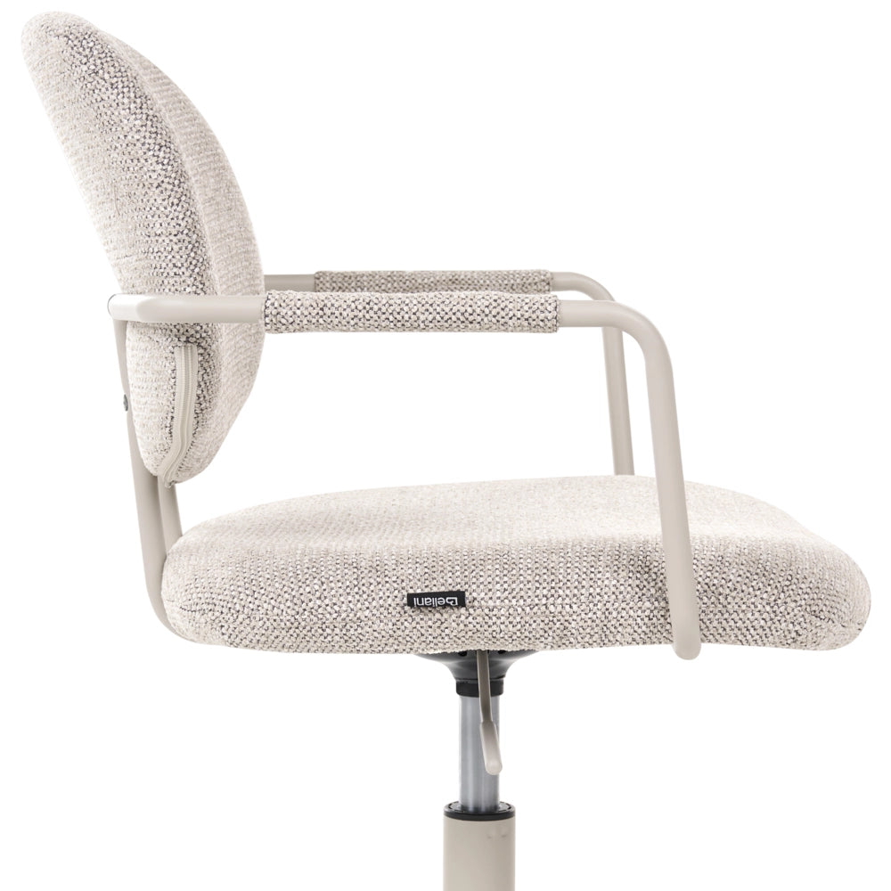 Sedia da ufficio con rivestimento in poliestere beige, regolazione in altezza e base girevole, per l'ufficio domestico