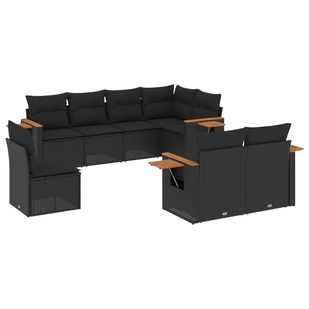 Set Divani da Giardino con Cuscini 8 pz Nero in Polyrattancod mxl 114201