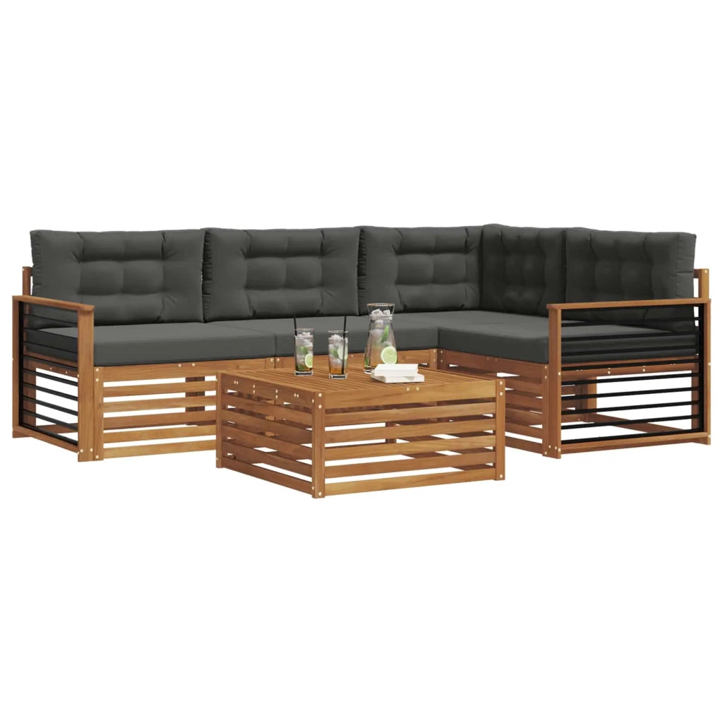 Set di divani da esterno con cuscino 5 pcs Naturale e Antracite 3373432