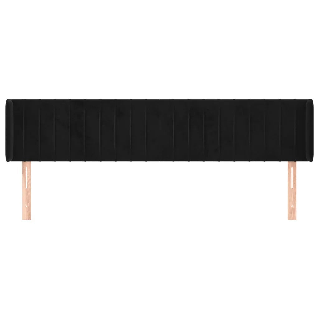 Testiera | Testata ad Orecchio Nera 183x16x78/88 cm in Velluto
