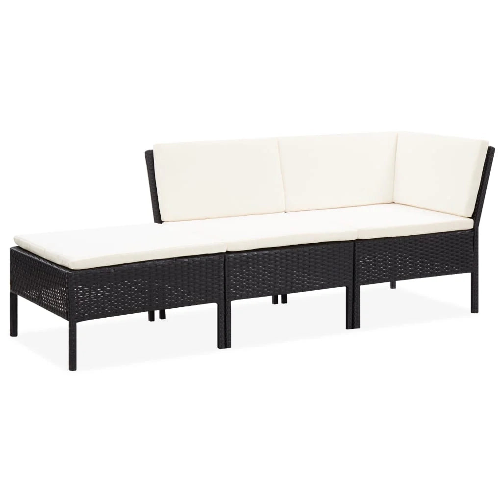 Set di mobili da giardino mobili da esterno set da 3 pezzi con cuscini resina intrecciata nera 02_0016009