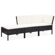 Set di mobili da giardino mobili da esterno set da 3 pezzi con cuscini resina intrecciata nera 02_0016009