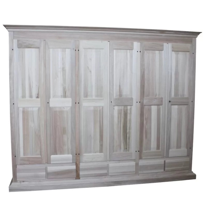 armadio classico 6 porte 6 cassetti legno grezzo  300x61x240 (685) - Mobili 2G