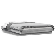 Letto matrimoniale | Letto per adulti | Giroletto Luci LED Grigio Sonoma 135x190 cm Legno Multistrato