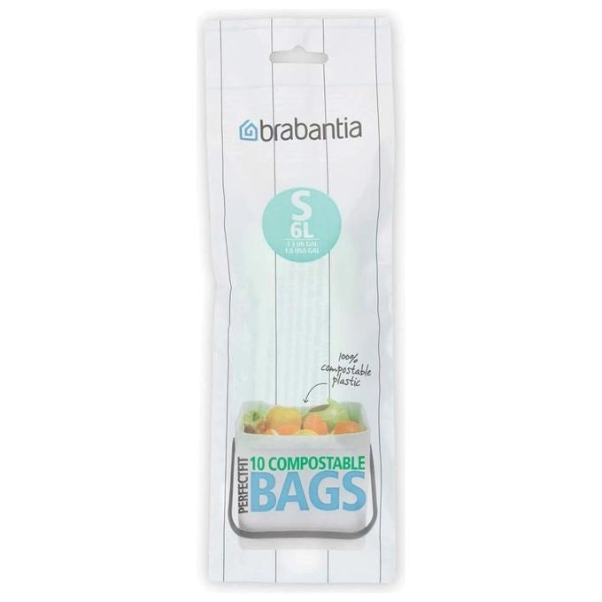 Brabantia 419683 PerfectFit Lot DE 10 Sacs pour Poubelle Velours Blanc 30 x 20 x 10 cm 6 L