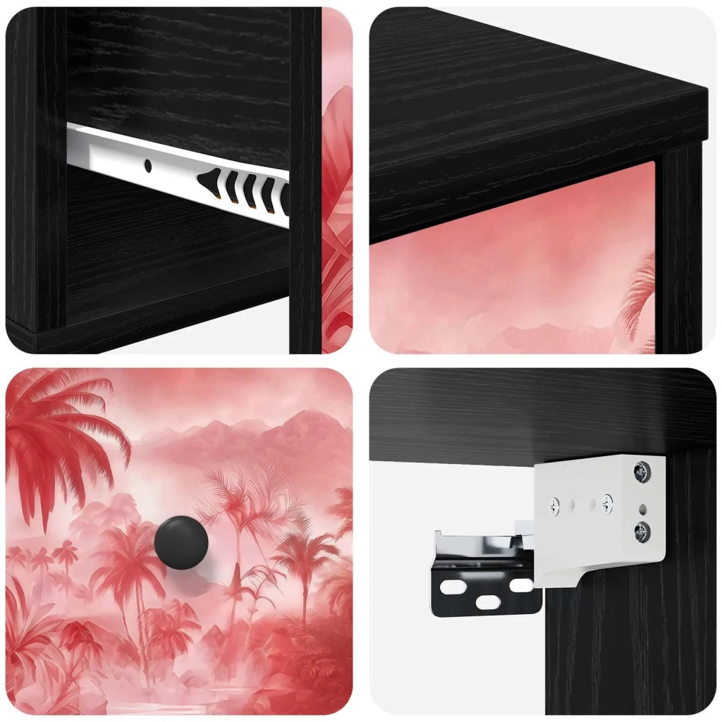 Mobiletto da comodino a parete AACHEN Rovere Nero 8007499