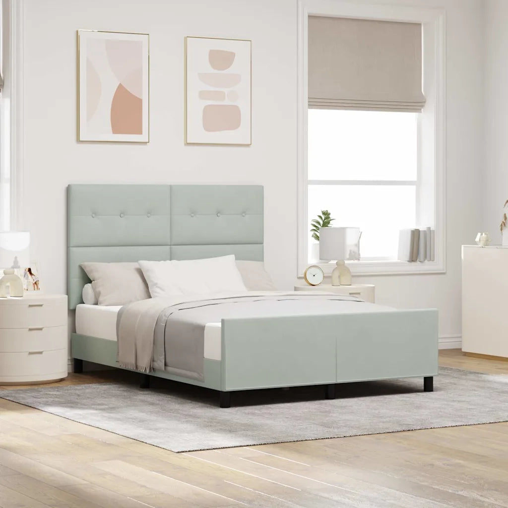 Letto a molle con testiera Grigio chiaro 160 x 200 cm Velluto