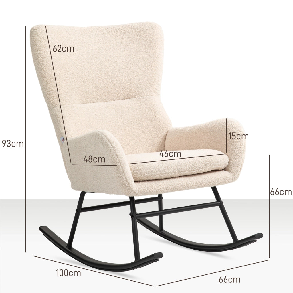 Poltrona a dondolo ¨C zephmum ¨C beige e nero, gambe in acciaio