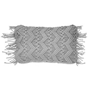 Cuscino Decorativo Grigio Cotone Macramè 30 x 45 cm con Nappe Corda Boho Retro Decor Accessori