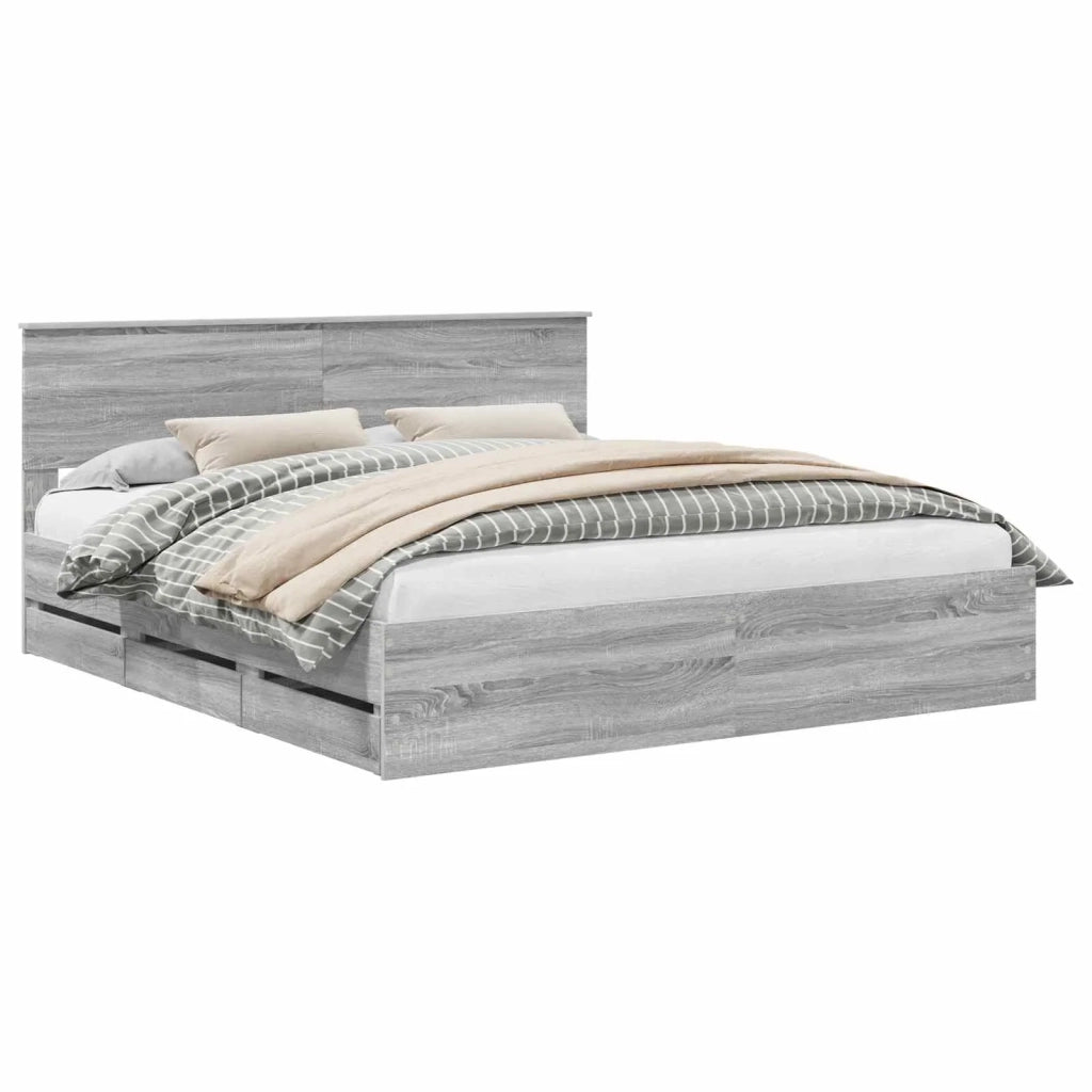 Struttura del letto con cassetto Grigio Sonoma 200 x 200 cm 3407954