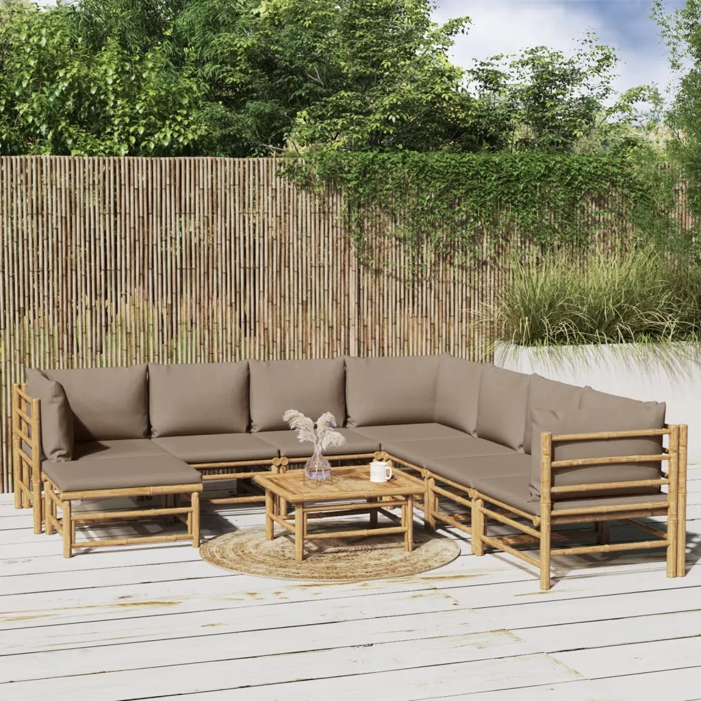 Set Salotto da Giardino 9pz con Cuscini Tortora BambÃ¹