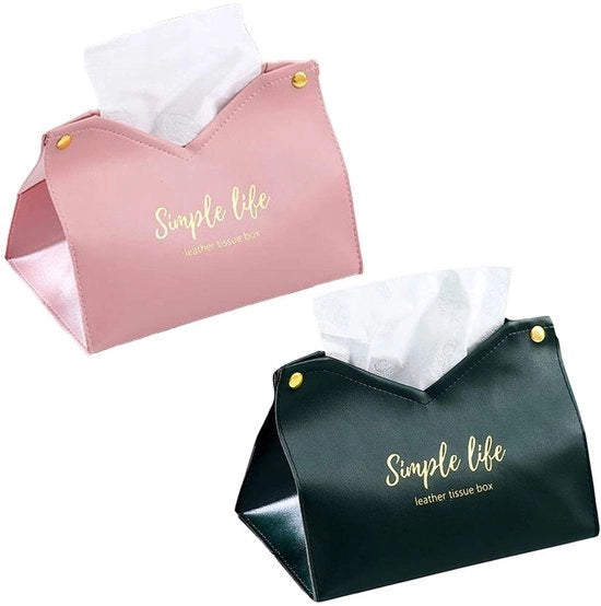 Scatola per Tovaglioli con Design a V con Porta - Materiale in Pelle - Supporto Antiscivolo - Adatto per Camera da Pranzo/Camera da Letto - Regalo per Donne/Uomini - Materiale Sostenibile