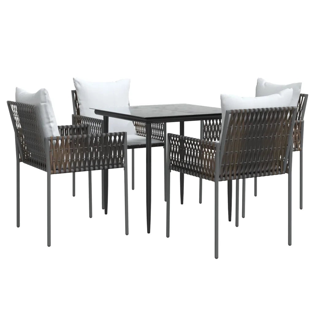 Set Pranzo da Giardino 5pz con Cuscini in Polyrattan e Acciaiocod mxl 76634