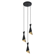 Lampadario Italux Malia moderno nero oro 3xE27 dimmerabile