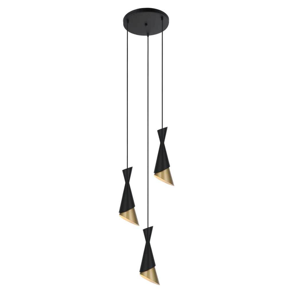 Lampadario Italux Malia moderno nero oro 3xE27 dimmerabile